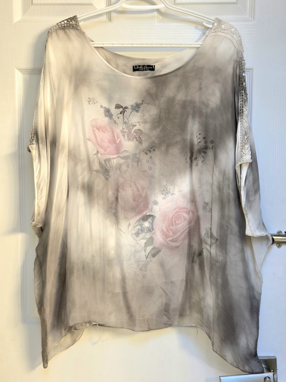 Bella Amore Made In Italy Silk Blend Tie-dyed Tunic Top